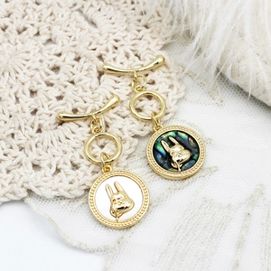 Pendentif lapin plaqué or 18 carats avec nacre naturelle pour création de bijoux DIY