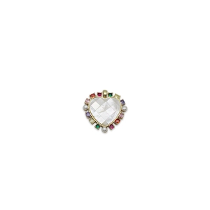 Colgante de corazón chapado en oro 18K con mosaico de circonitas y nácar blanco