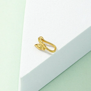 Minimalist gold butterfly non-pierced clip-on nose ring with U-shaped design
