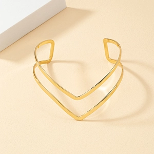 Bracciale da braccio dorato a doppio strato a forma di V con design aperto regolabile