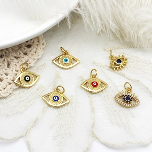 Evil Eye Pendant Gold Plated Copper Rhinestone Charm For DIY Jewelry Making Necklace Earrings Fashion Jewelry Accessories