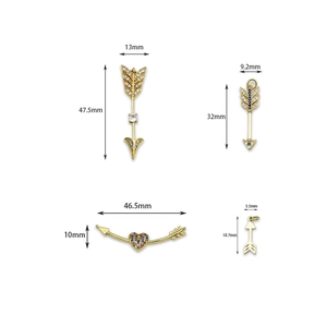 Ciondoli a freccia e cuore placcati oro 18K con micro zirconi per creazione gioielli