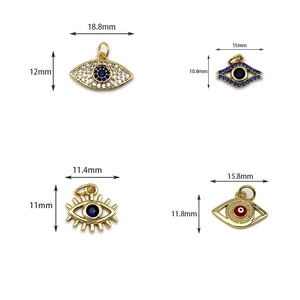 18K gold plated evil eye charms with micro-pave zircons for DIY jewelry making