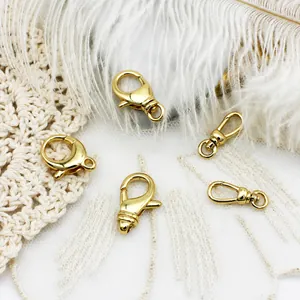 Chiusura a Moschettone in Rame Placcato Oro Vero 18K Gancio Girevole Connettori DIY Creazione Gioielli Collana Bracciale