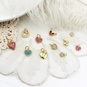 Copper Heart Pendants 18K Gold Plated Zirconia Charms For Jewelry Making DIY Necklace Bracelet Earring Women Accessories