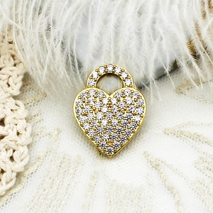 Elegant 18K gold-plated heart pendant with sparkling pavé cubic zirconia crystals
