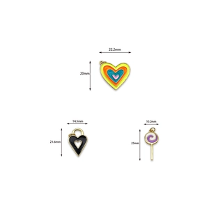 Ciondoli a cuore e lecca-lecca placcati oro 18K per accessori creazione gioielli fai da te