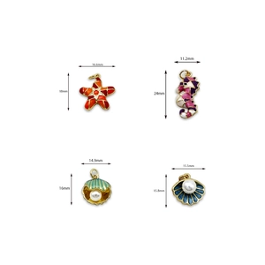 18K gold plated marine sea shell and starfish charms for jewelry making DIY sets