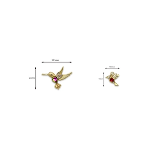 18K gold plated hummingbird pendant with colorful zircon stones in two sizes