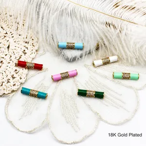 18Κ επιχρυσωμένα DIY εξαρτήματα κοσμημάτων με micro-pave κρύσταλλα και πολύχρωμο σμάλτο
