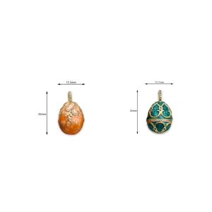Colgantes de huevo Faberge vintage bañados en oro de 18K con esmalte y piedras circón
