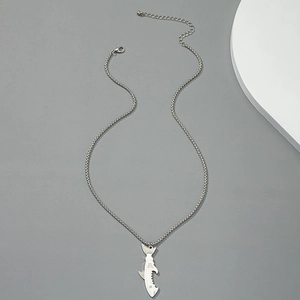 Titanium steel necklace for men featuring a creative shark pendant with bottle opener function