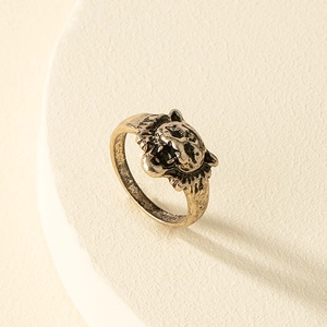 Vintage Alloy Animal Tiger Lion Head Ring Retro Distressed Hip Hop Punk Ring For Men Women Personalized Street Style Jewelry