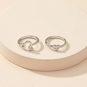Fashion Alloy Twelve Constellations Couple Rings For Women Men Heart Shape ME Letter Engraved Zodiac Sign Finger Ring