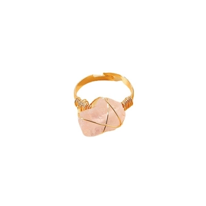 Anello vintage con cristallo rosa e fascia regolabile avvolta in filo dorato