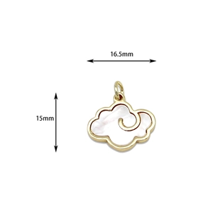 White shell cloud pendant with 18K gold plated frame, 16.5mm jewelry making component
