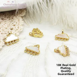 Colgante de Nube de Cobre Chapado en Oro de 18K Solo Sin Cadena Con Dijes de Gota de Agua de Zirconia para Joyería