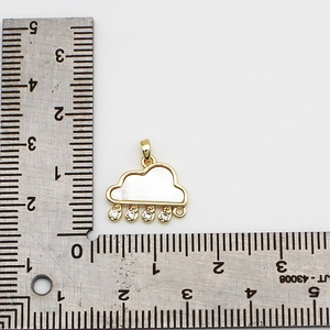 Colgante de nube bañada en oro 18K con nácar blanco y gotas de circón para joyería DIY