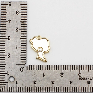 18K gold plated brass pendant with white shell portrait profile and zircon detail