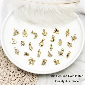 DIY Schmuckzubehör Kupfer 18K Vergoldet Mikro Zirkonia Schmetterling Böser Blick Herz Stern Mond Charms Anhänger Zubehör