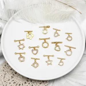 18K real gold plated DIY jewelry connectors with micro-set zircon in various shapes