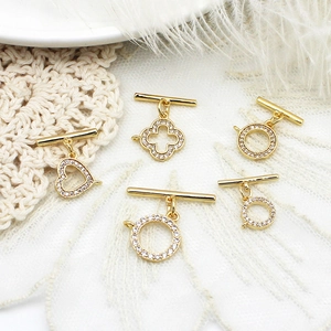Koper 18K Verguld Toggle Sluiting Sieraden Maken Bevindingen Micro Pave Zirkonia Hart Ster Bloem Connector DIY Ketting Armband