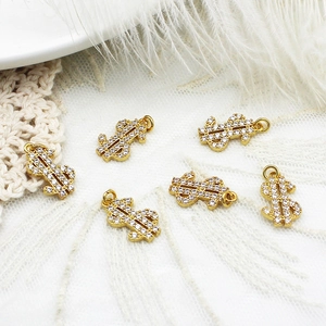 Pendentif dollar doré avec zircons micro-pavés pour bijoux DIY, colliers et bracelets