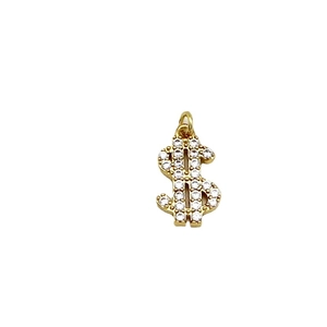 Pendentif signe dollar en or scintillant avec oxydes de zirconium micro-paves pour bijoux DIY