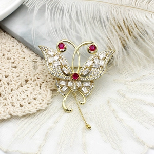 18K Gold Plated Brass Brooch Pendant Butterfly Lotus Flower Micro Inlaid Zirconia DIY Jewelry Making Accessories For Women
