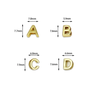 Goldene DIY Metall Buchstabenperlen A-D mit Maßen für individuellen Schmuck