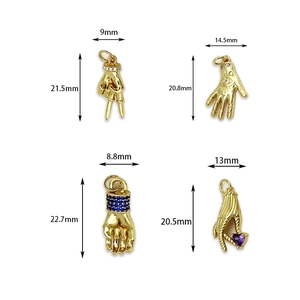 Pendentifs mains dorés avec cristaux et gemmes pour la création de bijoux DIY