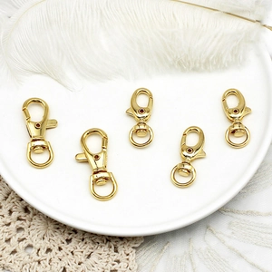 Five 18K gold-plated lobster clasps and swivel hooks for DIY jewelry and keychains