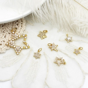 DIY 18K gold plated star pendants with micro-paved zircons for jewelry making