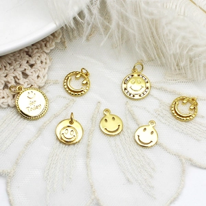 18K gold plated smiley face charms collection for DIY jewelry necklaces and earrings