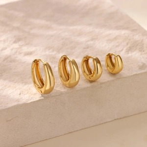 Minimalist Stainless Steel Chunky Hoop Earrings For Women Geometric Smooth Wide Face Huggie Earrings Fashion Jewelry Accessories