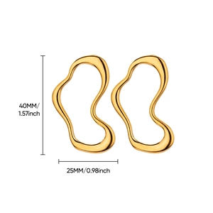 Polished 18k gold geometric butterfly earrings showing dimensions 40mm by 25mm