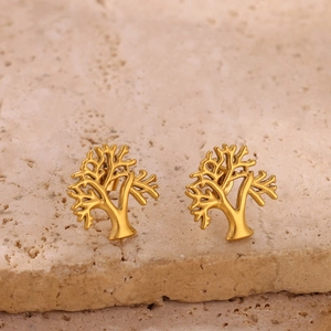 Orecchini a perno in acciaio inossidabile placcato oro 18K su pietra naturale