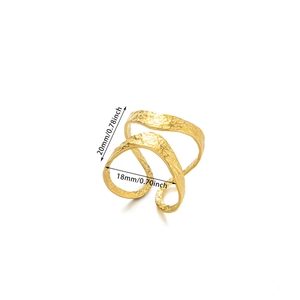 Detailed dimensions of a gold hammered double-layered open ring showing 20mm width
