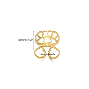 Detailed size specifications for 18k gold plated stainless steel eye ring with dimensions