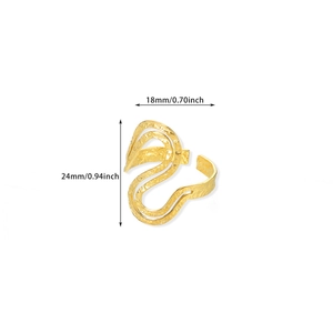 Irregular hammered gold-plated stainless steel open ring with wave texture