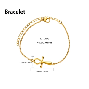 Verstellbares Fußkettchen aus Titanstahl in Gold mit ägyptischem Ankh-Kreuz Anhänger