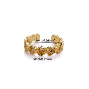 Adjustable 18K gold plated copper ring with colorful zircon flower petal design