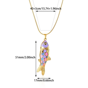 Detailed size measurement of the 18k gold koi fish pendant with colorful enamel scales