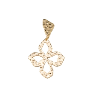 Pendientes dorados con textura martillada y diseño artístico de flores geométricas