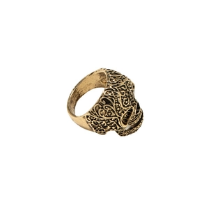 Vintage Messing Totenkopf Ring mit gotischer Gravur und Punk Rock Hip Hop Stil Schmuck