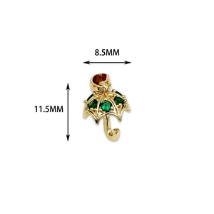 Ciondolo a ombrello placcato oro 18K con zirconi verdi da 8,5mm per 11,5mm