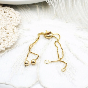 18K Gold Plated Copper Box Chain Bracelet With Zirconia Charms Adjustable Slider Bead DIY Jewelry Accessories Bracelet Base