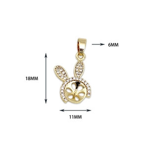18K vergulde konijn hanger met zirkonia stenen voor doe-het-zelf sieraden