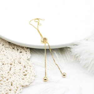 DIY 18K gold plated box chain adjustable slider bracelet with sliding beads