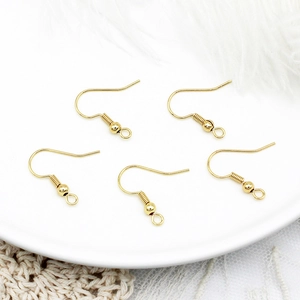5 pieces set of 18K gold plated fish hook earrings with coil and bead DIY jewelry components
